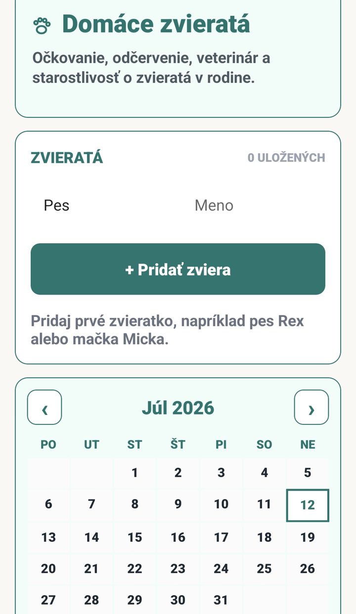 Domáce zvieratá v MamaMind — očkovania a veterinár